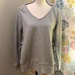 Romeo and Juliet distressed sweatshirt oversized ribbon bows